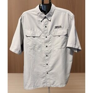 Habit Mens XL Gray Fishing Button-Down Shirt  UPF Solar UV Vented Wicking